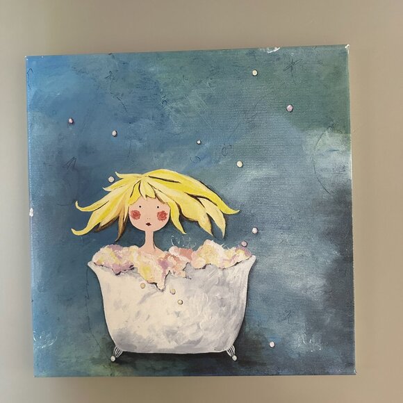 Canvas Print Girl in Bath 16 x16 - Picture 2 of 3